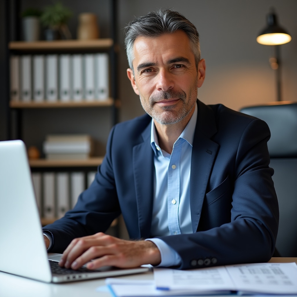 Roberto Mancini, esperto fatturazione elettronica, uomo in giacca blu