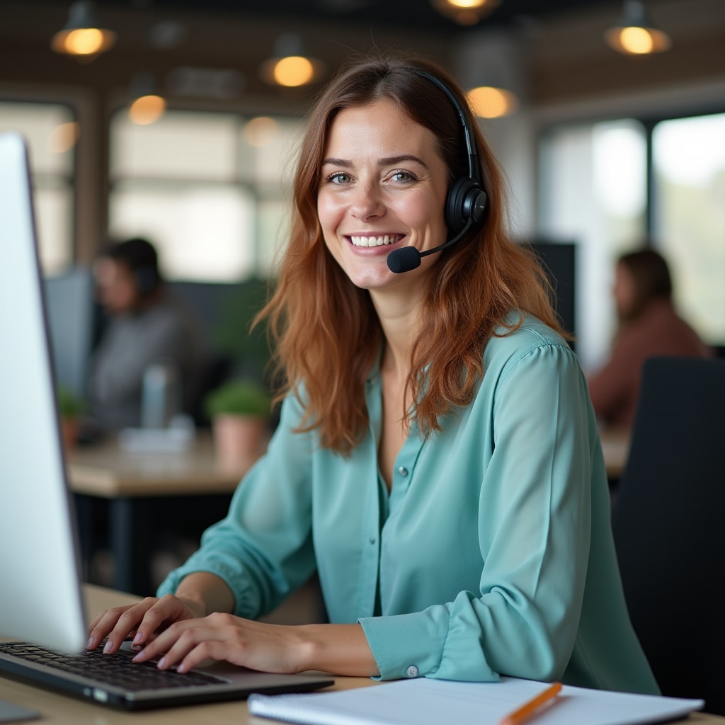 Sofia Marchetti, Support Specialist DaqiqTix, donna sorridente alla scrivania